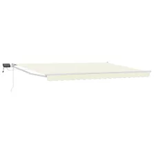 vidaXL LED-es, kézi kihúzható napernyő Krém 4,5 × 3 m