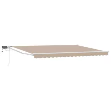 vidaXL LED-es, kézi kihúzható napernyő Bézs 4,5 × 3 m