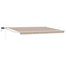 vidaXL LED-es, kézi kihúzható napernyő Bézs 5 x 3 m