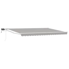   vidaXL LED-es, kézi kihúzható napernyő Világosszürke 5 x 3 m