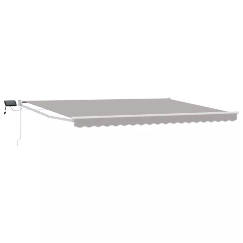 vidaXL LED-es, kézi kihúzható napernyő Világosszürke 5 x 3 m