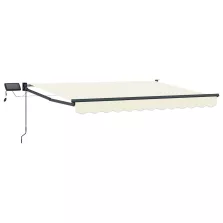 vidaXL LED-es, kézi kihúzható napernyő Krém 2,5 x 2 m