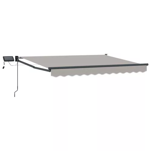 vidaXL LED-es, kézi kihúzható napernyő Világosszürke 3,5 x 2 m