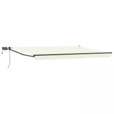 vidaXL LED-es, kézi kihúzható napernyő Krém 4 x 2 m