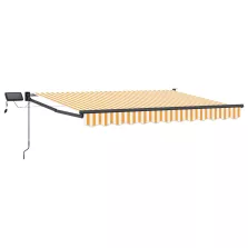   vidaXL LED-es, kézi kihúzható napernyő Sárga és Fehér 3 x 2,5 m