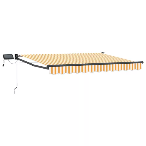 vidaXL LED-es, kézi kihúzható napernyő Sárga és Fehér 3 x 2,5 m