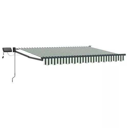 vidaXL LED-es, kézi kihúzható napernyő Zöld és Fehér 3 x 2,5 m