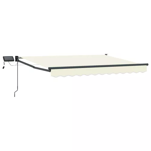 vidaXL LED-es, kézi kihúzható napernyő Krém 3,5 x 2,5 m