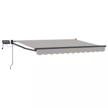   vidaXL LED-es, kézi kihúzható napernyő Világosszürke 3,5 x 2,5 m