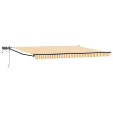   vidaXL LED-es, kézi kihúzható napernyő Narancs és fehér 4,5 × 3 m