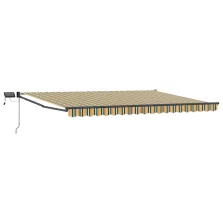   vidaXL LED-es, kézi kihúzható napernyő Zöld és Sárga 4,5 × 3 m