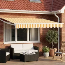   vidaXL Elektromos Kihúzható Napernyő Sárga és Fehér 2,5 x 2 m