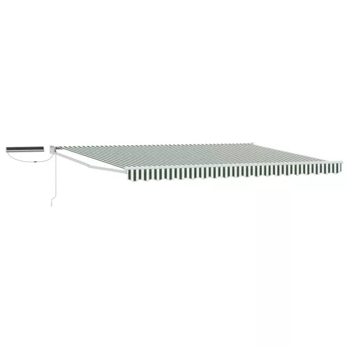 vidaXL Elektromos Kihúzható Napernyő Zöld és Fehér 4,5 × 3 m