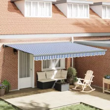 vidaXL Behúzható napellenző Kék és Fehér 400 × 300 cm