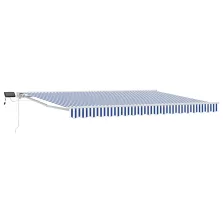   vidaXL Kézi napellenző keret LED világítással Kék és Fehér 4 × 3,5 m