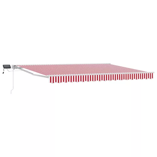 vidaXL Kézi napellenző keret LED világítással Piros és Fehér 4,5 × 3 m