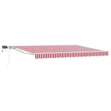   vidaXL Kézi napellenző keret LED világítással Piros és Fehér 5 x 3 m