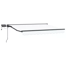   vidaXL Kézi napellenző keret LED világítással Fehér 2,5 x 2 m