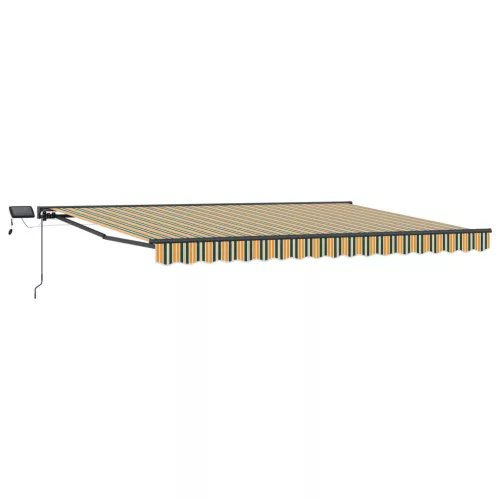 vidaXL Kézi napellenző keret LED világítással Zöld és Sárga 4,5 × 3 m