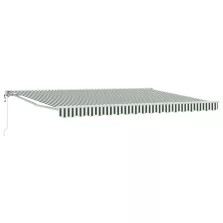   vidaXL Elektromos Kihúzható Napernyő Zöld és Fehér 4,5 × 3,5 m