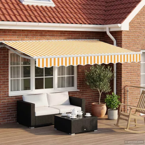 vidaXL Elektromos Kihúzható Napernyő Sárga és Fehér 2,5 x 2 m