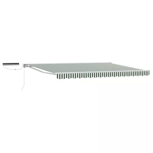 vidaXL Elektromos Kihúzható Napernyő Zöld és Fehér 5 x 3 m