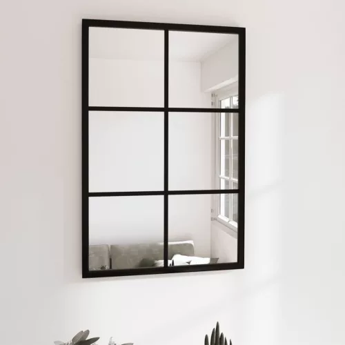 vidaXL fekete fém fali tükör 60 x 40 cm