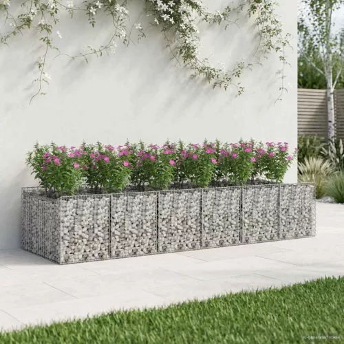 vidaXL Gabion emelt ágy 2 pcs Ezüst