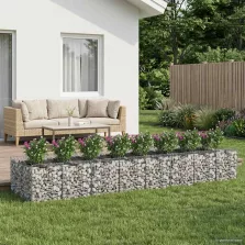 vidaXL Gabion emelt ágy 3 pcs Ezüst