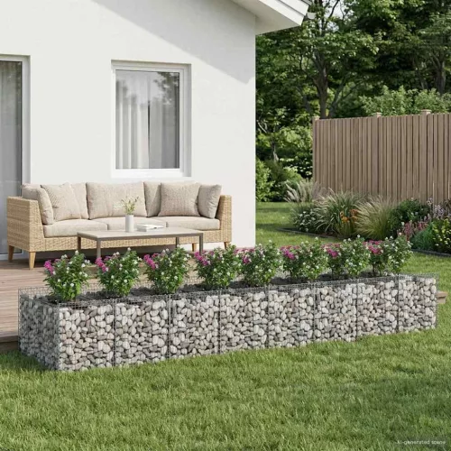 vidaXL Gabion emelt ágy 3 pcs Ezüst