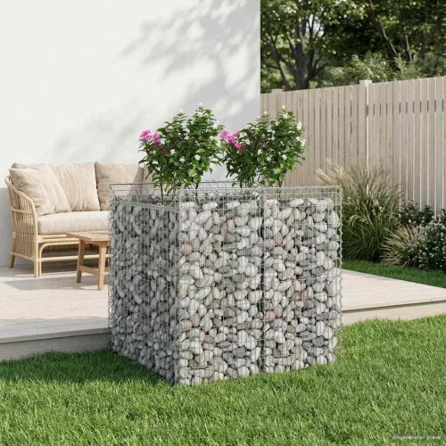 vidaXL Gabion emelt ágy 2 pcs Ezüst