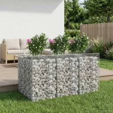 vidaXL Gabion emelt ágy 2 pcs Ezüst
