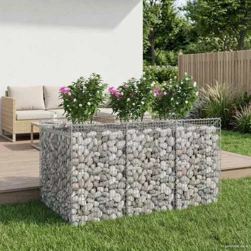 vidaXL Gabion emelt ágy 2 pcs Ezüst