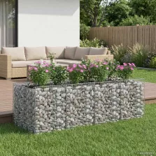 vidaXL Gabion emelt ágy 2 pcs Ezüst