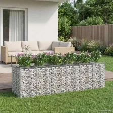 vidaXL Gabion emelt ágy 3 pcs Ezüst