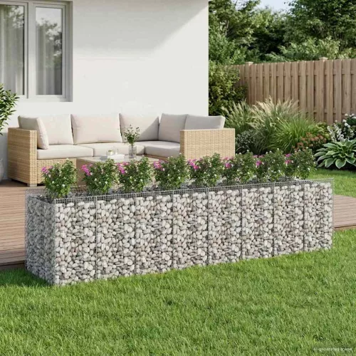 vidaXL Gabion emelt ágy 4 pcs Ezüst