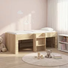   vidaXL Gyerek loft ágykeret létrával Sonoma 90 x 200 cm Szerelt Fa