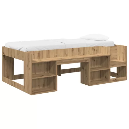 vidaXL Gyerekágy keret tárolóval Kézműves Tölgy 98.5 x 200 cm