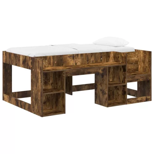 vidaXL Gyerekágy keret tárolóval Füstös Tölgy 80 x 160 cm Szerelt Fa