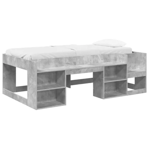 vidaXL Gyerekágy keret tárolóval Betonszürke 90 x 190 cm Szerelt Fa