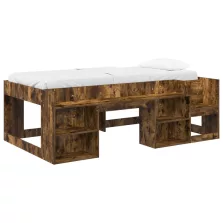   vidaXL Gyerekágy keret tárolóval Füstös Tölgy 90 x 190 cm Szerelt Fa