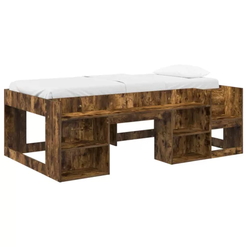 vidaXL Gyerekágy keret tárolóval Füstös Tölgy 90 x 190 cm Szerelt Fa
