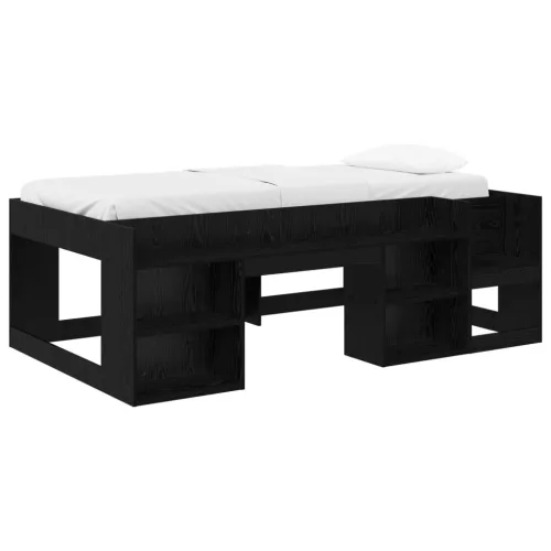 vidaXL Gyerekágy keret tárolóval Fekete Tölgy 75 x 190 cm Szerelt Fa