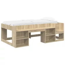   vidaXL Gyerekágy keret tárolóval Sonoma Tölgy 75 x 190 cm Szerelt Fa