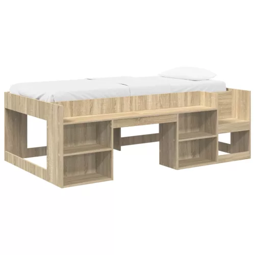 vidaXL Gyerekágy keret tárolóval Sonoma Tölgy 75 x 190 cm Szerelt Fa