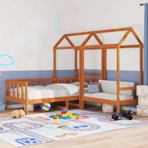 vidaXL Nappali Ágy Szett 3 pcs Faggyú barna Tömör fenyőfa