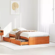   vidaXL Ágykeret fiókkal tárolóval Faggyú barna Tömör fenyőfa
