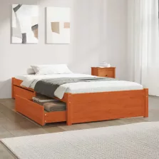   vidaXL Ágykeret fiókkal tárolóval 3 pcs Faggyú barna Fenyőfa