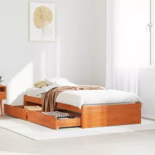   vidaXL Ágykeret fiókkal tárolóval Faggyú barna Tömör fenyőfa