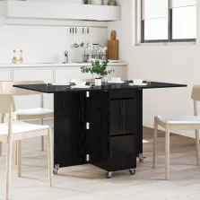   vidaXL Étkezőasztal 2 pcs 140 x 80 x 77 cm Szerelt Fa Fekete Tölgy